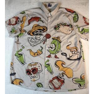 Hardaddy Button Up Shirt Men's XL Avocado Skill Tacos Drinks Party Time